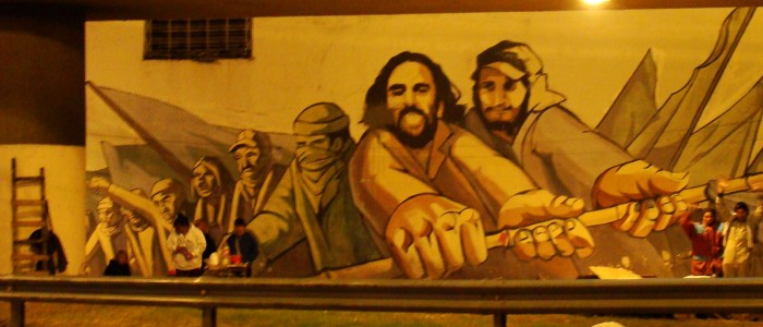 El mural que recuerda a Santillán y Kosteki está ubicado a un costado de la bajada del Puente Pueyrredón en Avellaneda. Créditos: Agencia Paco Urondo