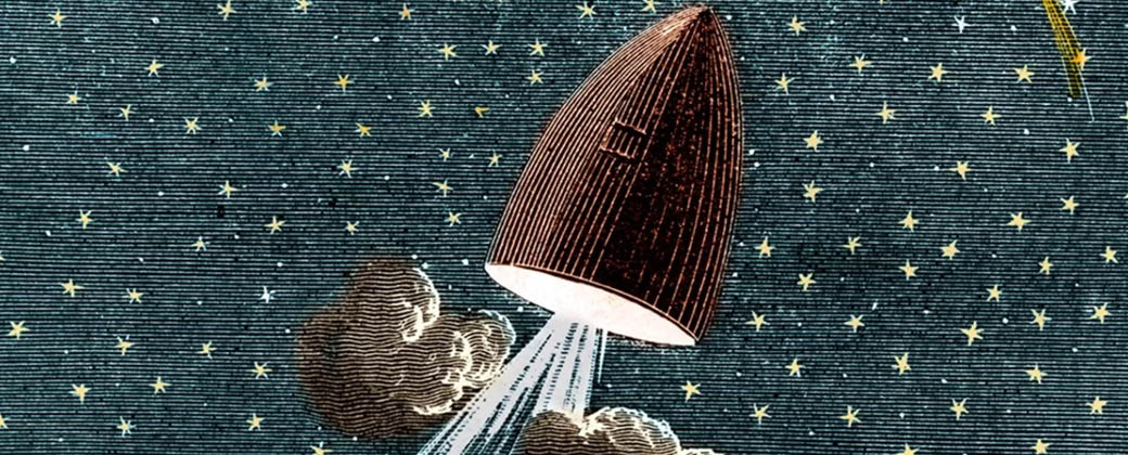 Ilustración de la obra de Julio Verne "De la tierra a la luna"
