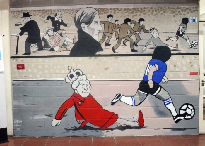 El mural inaugurado en la Universidad de Quilmes junto al aula 10, Diego Armando Maradona. Créditos: Magalí Sánchez