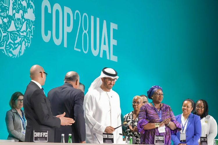 El sultan Ahmed Al Jaber (Emiratos Árabes) preside la COP28. Foto: Twitter oficial de COP28.