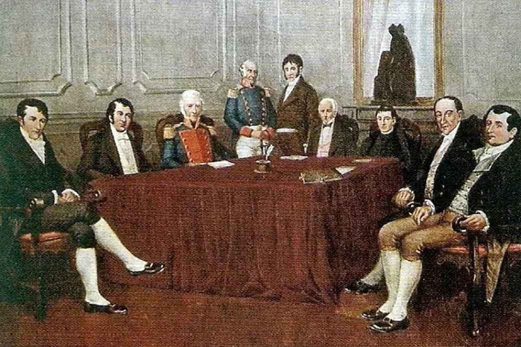 Primera Junta de 1810  presidida por Cornelio Saavedra. 