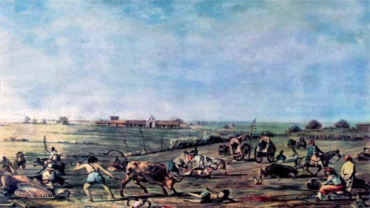 Cuadro de Charles Henri Pellegrini, El matadero de Buenos Aires, 1830.