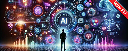 Un hombre frente a la Inteligencia Artificial. Créditos: Educación futura.