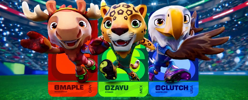 Maple, Zayu y Clutch, las nuevas caras del Mundial de Canadá, México y Estados Unidos. Créditos: FIFA.