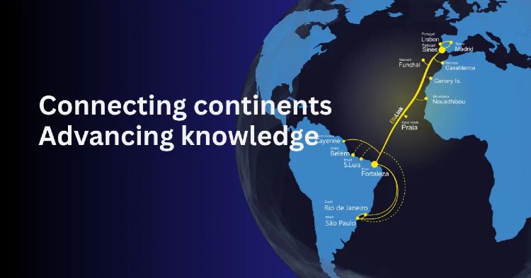 Recorrido del cable submarino EllaLink. Créditos: EllaLink.