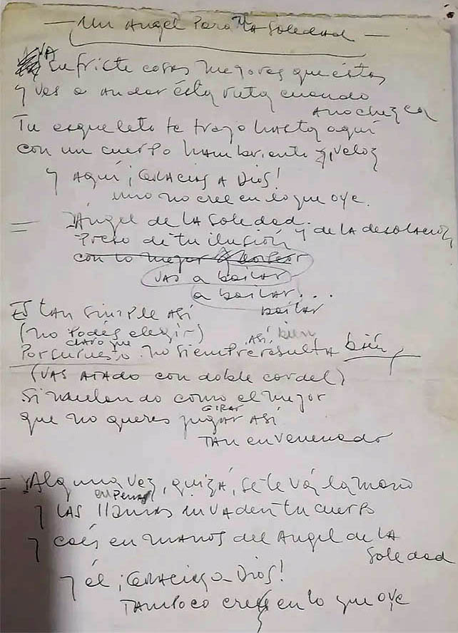 Manuscrito de "Ángel de la Soledad"