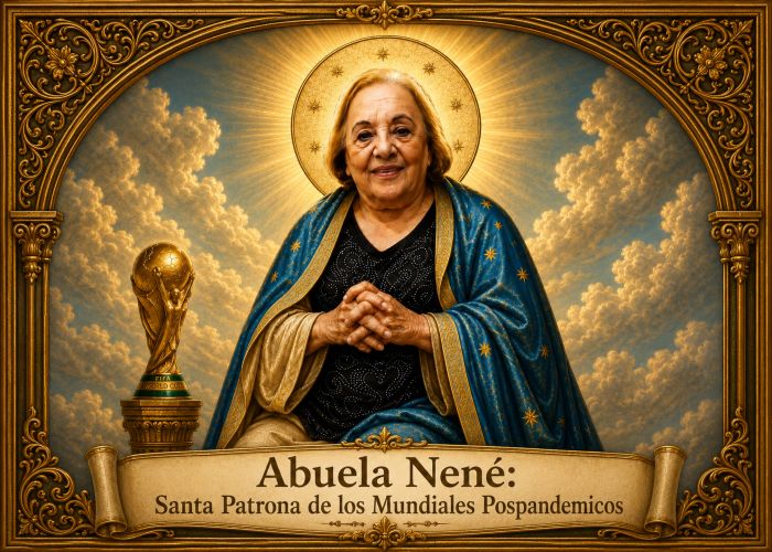 La estampita de la abuela de Nadia Charamoni, biotecnóloga y reconocida científica de la Universidad Nacional de Quilmes (UNQ), convertida en santa patrona de las cábalas mundialistas. Crédito: Nadia Charamoni.