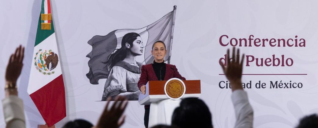 La presidenta de México en su habitual conferencia de prensa. Créditos: Juan Carlos Buenrostro.