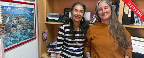 Patricia Folgarait y Daniela Goffré, investigadoras del Laboratorio de Ecología y Control de Hormigas de la UNQ. Créditos: Agencia de Noticias Científicas de la UNQ.