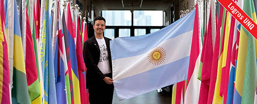 Tomás Nievas, graduado de la UNQ, en el Campus Nanhu de la Universidad de Economía y Derecho de Zhongnan, China. Créditos: Nievas.