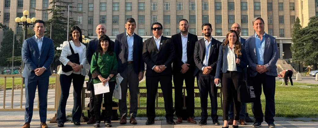 Comitiva con representantes de la UNQ, la UNAJ y la UNMdP en China. La mujer con camisa verde es Andrea Gaviglio, directora de la licenciatura en Terapia ocupacional. Créditos: Gaviglio.